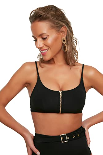 TRENDYOL Damen Bikini-top mit Reißverschluss Bikini Top, Schwarz, 36 EU von TRENDYOL