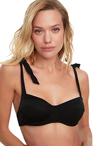 Trendyol Damen Women Balcony Knit Bikini Top Baby Badebekleidung, Black, 42 von TRENDYOL