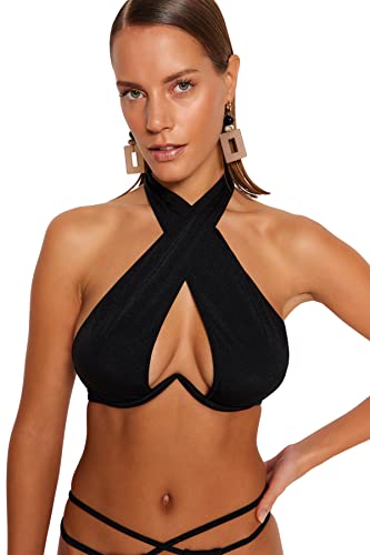 Trendyol Damen Bikinioberteil mit Drahtstrick Bademode, Schwarz, 44 DE von TRENDYOL