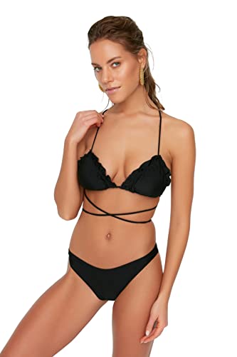 Trendyol Damen Bikini-Set, strukturiert, gestrickt Bademode, Schwarz, 60 von TRENDYOL