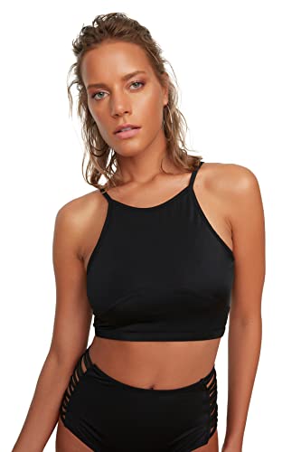 TRENDYOL Damen Halfter-kragen Zurück Detaillierter Bikini-top Bikini Top, Schwarz, 42 EU von TRENDYOL