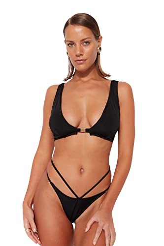 TRENDYOL Damen Strick-Bikinioberteil Bademode, Schwarz, 38 von TRENDYOL