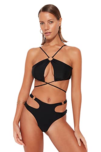 TRENDYOL Damen Strick-Bikinioberteil Bademode, Schwarz, 40 von TRENDYOL