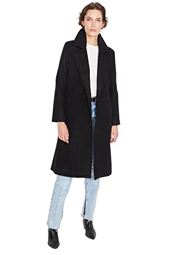 TRENDYOL Damen Trendyol Damen Regular Morgenmantel Plain Webstoff Mantel Coat, Schwarz, 38 EU von TRENDYOL