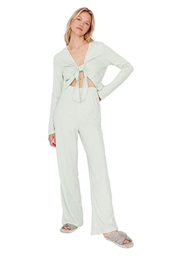 TRENDYOL Damen Trendyol Women's Plain Pyjama Pajama Set, Mint, S EU von TRENDYOL