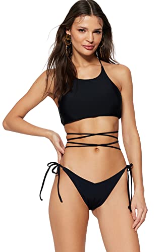 Trendyol Damen Women Waist Normal Trotter Bikini Bottom Baby Badebekleidung, Black, 60 von TRENDYOL