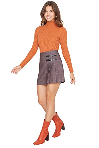 TRENDYOL Damen Trendyol Damen Mini A-linie A-linie Webstoffürock Skirt, Dunkelbraun, 38 EU von TRENDYOL