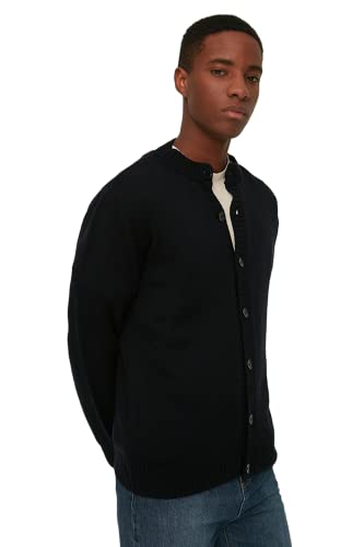 Trendyol Herren Basic Regular Standard Hemdkragen Woven Cardigan Pullover, Schwarz, Large von TRENDYOL