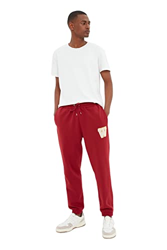 Trendyol Men's Herren Mittlerer Bund Regular Jogginghose Sweatpants, Burgundy, S von TRENDYOL