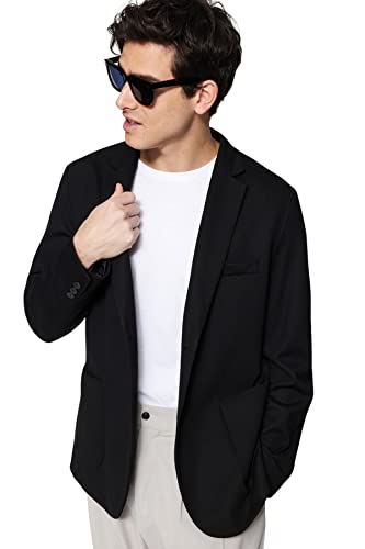 Trendyol Men's Herren Gerade Lange Ärmel Schlank Blazerjacke Coat, Black, L von TRENDYOL