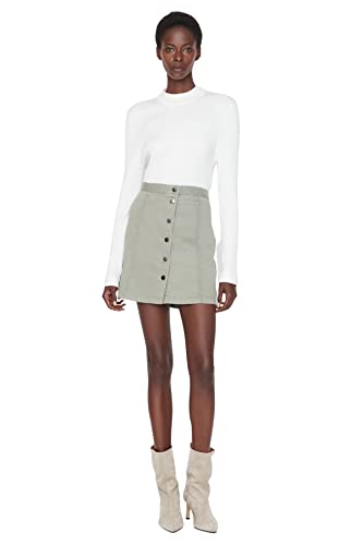 TRENDYOL Damen Trendyol Damen Mini Bleistiftrock A-linie Webstoff Rock Skirt Grün Rock, Grün, 36 von TRENDYOL