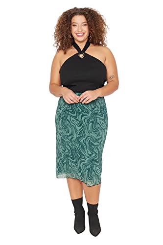 Trendyol Women's Damen Mini Bleistiftrock Gestrickt Größen in Rock Skirt, Green, XL von TRENDYOL