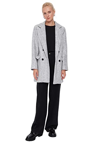 TRENDYOL Damen Regular Parkas Plain Webstoff Mantel Coat, Gray, 40 von TRENDYOL