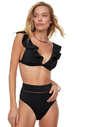 Trendyol Damen Axusar Striped Detailed Six Bikini Bottoms, Schwarz, 36 EU von TRENDYOL