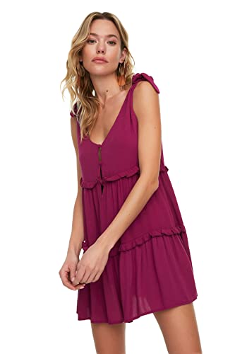 Trendyol Damen Button Binding Detailed Beach Dress, Fuchsia, 38 EU von TRENDYOL