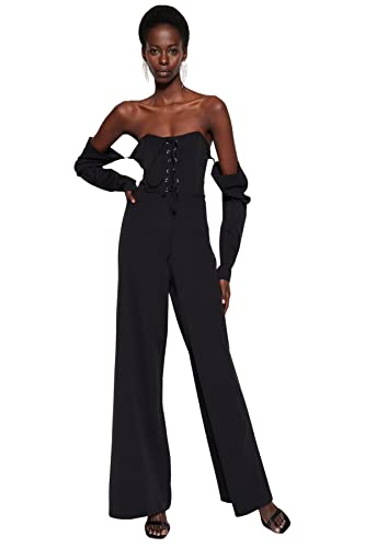 Trendyol Damen Einfarbig Gewebter Jumpsuit Overalls, Schwarz, 38 von TRENDYOL