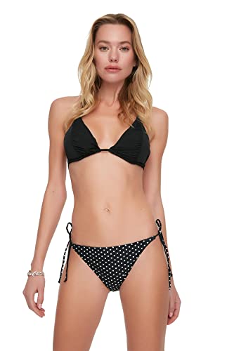 Trendyol Damen Polka Dot Bindung Detaillierter Sechs Bikini Bottoms, Schwarz, 34 EU von TRENDYOL