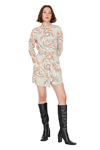 Trendyol Damen Regular Blusenkleid Hemdblusenkragen Webstoff Kleid, Mehrfarbig, 40 Trendyol Damen Regular Blusenkleid Hemdblusenkragen Webstoff Kleid, Mehrfarbig, 40 von TRENDYOL