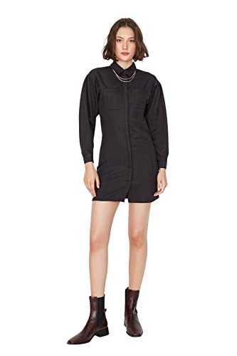 Trendyol Damen Regular Blusenkleid Hemdblusenkragen Webstoff Kleid, Ziegelrot, 38 Trendyol Damen Regular Blusenkleid Hemdblusenkragen Webstoff Kleid, Ziegelrot, 38 von TRENDYOL