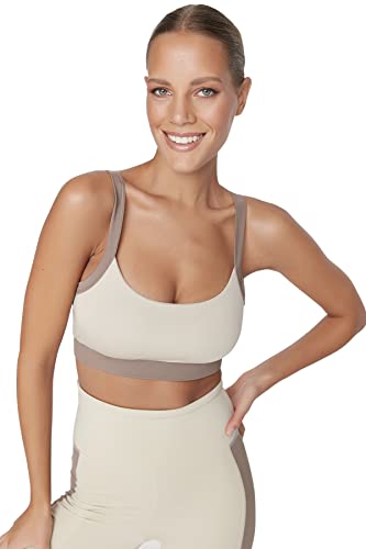 Trendyol Damen Sportswear Crop U-Ausschnitt Strick-Sport-BH,Stone,S von TRENDYOL