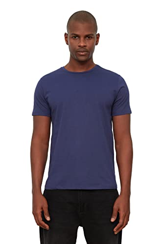 Trendyol Herren Grundlegende Männer Slim Fit 100% Baumwolle Kurzarm Runder Halsband T-shirt T Shirt, Dark Purple, S EU von TRENDYOL