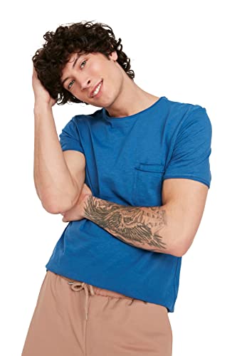 Trendyol Herren Männer Kurzarm Taschen T-shirt T Shirt, Indigo, M EU von TRENDYOL