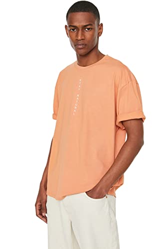 Trendyol Herren More Sustainable Oversize Basic Rundhals Woven T-Shirt Hemd, Fliese, L von TRENDYOL