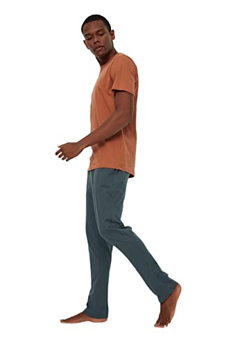 Trendyol Herren Orange Color Blocked Pajama Set, Orange, L EU von TRENDYOL