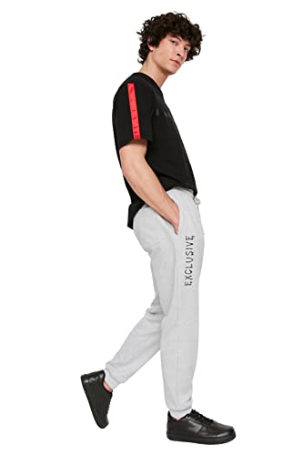 Trendyol Men's Herren Mittlerer Bund Regular Jogginghose Sweatpants, Gray, S von TRENDYOL