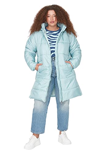 Trendyol Women's Damen Regular Puffer Plain Webstoff Größen in Winterjacke Coat, Mint, 44 von TRENDYOL