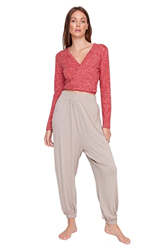 Trendyol Women's Herren Loungewear Mittlerer Bund Relaxed Hose Pants, Mink Color, XL von TRENDYOL