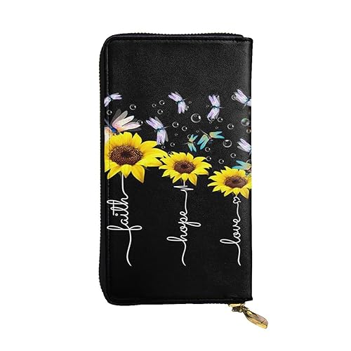 TRESILA Damen Leder Geldbörse Lange Geldbörse Handy Kartenhalter Fall Kreditkarte Geldbörse Münze Organizer Brieftasche für Frauen Herren – Cowboy Ride Horse, sonnenblume, Einheitsgröße von TRESILA