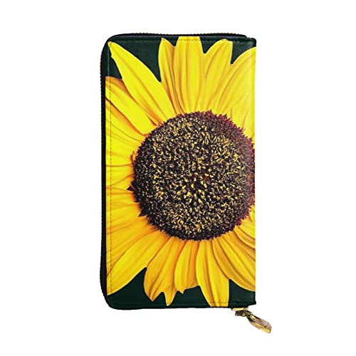 TRESILA Damen Leder Geldbörse Lange Geldbörse Handy Kartenhalter Fall Kreditkarte Geldbörse Münze Organizer Geldbörse für Frauen Herren – Weihnachtsmann und Hirsch Elch, Bloom Sonnenblume, von TRESILA