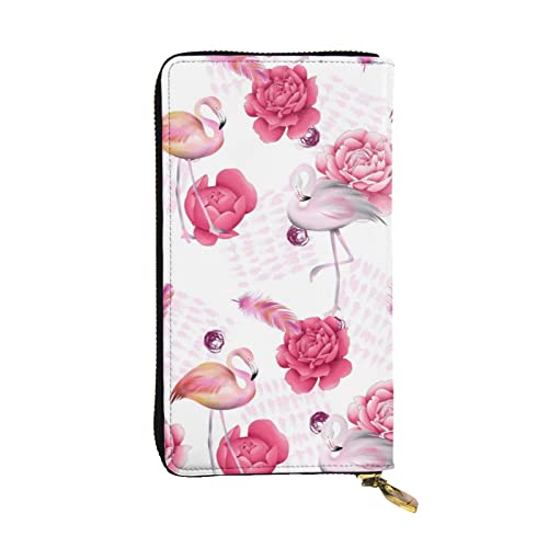 TRESILA Damen Leder Geldbörse Lange Geldbörse Handy Kartenhalter Fall Kreditkarte Geldbörse Münzorganizer Brieftasche für Frauen Herren – Schwarze Libelle, Pink Flamingos, Einheitsgröße von TRESILA