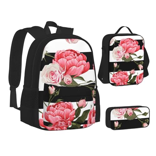 TRESILA Rucksack für Kinder, Jungen, Mädchen, strapazierfähiges Polyester, Schultasche, Büchertasche mit Lunchtasche und Federmäppchen (3-in-1-Rucksack-Set), afrikanisches Tier-Sonnenuntergang, von TRESILA