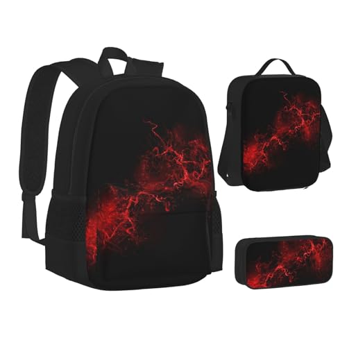 TRESILA Rucksack für Kinder, Jungen, Mädchen, strapazierfähiges Polyester, Schultasche, Büchertasche mit Lunchtasche und Federmäppchen (3-in-1-Rucksack-Set), bunte Süßigkeiten, Explosion Burst Rot von TRESILA