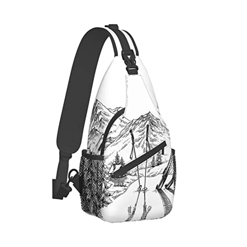 TRESILA Sling Bag, Cross Chest Bag Diagonal Lightweight Cross Shoulder Bags Chest Shoulder Backpack Travel Business Casual Crossbody Bag For Women Men - Ski Theme, Ski-Thema, Einheitsgröße von TRESILA