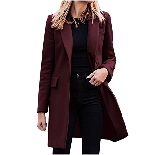 Blazer Damen Elegant Große Größen Longblazer Lange Einfarbig Anzug Einreihige Anzugjacke Business Sakko Jacke Locker Langarm Arbeitsjacke Herbst Winter Blazerjacke Open Front Cardigan für Büro von TRIGLICOLEUM