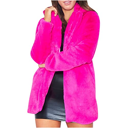 Bunte Pelzmantel Damen Einfarbig Kunstpelze Mantel Langarm Winterjacke Dicke Warme Kunstfell Jacke Winter Faux Felljacke Große Größen Pelzjacke Flauschig Weich Fellmantel Wintermantel Kuscheljacke von TRIGLICOLEUM