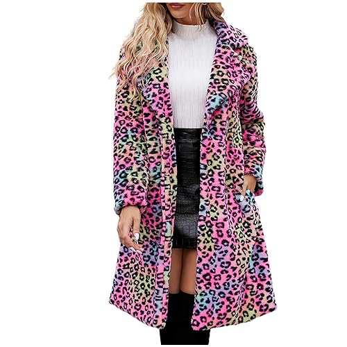 Damen Lange Kunstpelze Jacke Große Größen Leopard Pelzmantel Kuschelig Fellmantel Dicke Warme Kunstfell Mantel Winterjacke Winter Pelzjacke Langarm Wintermantel Lose Felljacke Übergangsjacke von TRIGLICOLEUM