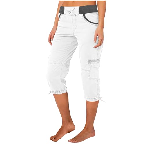 Gutschein zum ausdrucken Caprihose Damen Sommer 7/8 Hose Baumwolle Arbeitshose Hohe Taille Sommerhose Einfarbig Sporthose Regular Fit Caprihose Freizeithose Jogginghose mit Taschen Arbeitshose von TRIGLICOLEUM