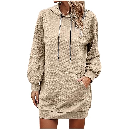 Lange Hoodie Damen Einfarbig Kapuzenpullove Langarm Sweatshirt Kapuzen Modische Hoody Oberteile Lockerer Bequeme Kapuzenpulli Herbst Winter Pullover Langarmshirt Sweatshirts mit Tasche für Frauen von TRIGLICOLEUM