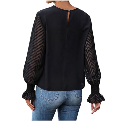 Meine bestellungen anzeigen Pullover mit Spitze Damen Elegant Einfarbig Bluse Aushöhlen Langarmshirt Spitzennähte V-Ausschnitt Oberteile Shirt Spitzen Blume Langarm Tshirt Tunika Tops Blusentops von TRIGLICOLEUM