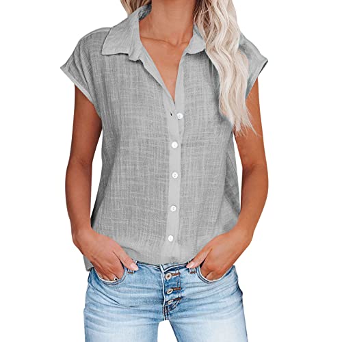 Musselin Bluse Damen Bluse Vintage Leinenbluse Hemd mit Knöpfen Sommer Basic Shirt Leinenhemd Kurzarm/Langarm Tshirt Casual Oberteile Lose Damenblusen Longbluse Blusenshirt Blusen & Tuniken für Damen von TRIGLICOLEUM