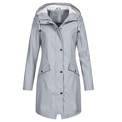 Regenjacke Damen Wasserdicht Atmungsaktiv Outdoorjacke Leicht Gestreifte Jacke mit Kapuze Winddicht Softshelljacke Herbst Winter Langes Übergangsjacke Regenmäntel zum Wandern Reisen Treking Fahrrad von TRIGLICOLEUM