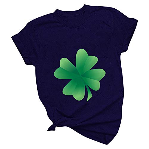 St. Patrick's Day Blusen & Tuniken für Damen Irisches Kleeblatt Druck Tshirt O-Ausschnitt Bluse Pullover Kurzarm T-Shirt Festliche Oberteile Lose Bequem Shirt Pulli Party Tunika Tops Karneval Kostüm von TRIGLICOLEUM