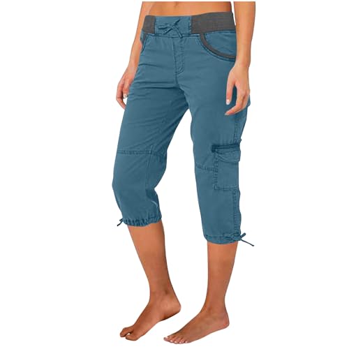 TRIGLICOLEUM Angebote des Tages Heute blitzangebote Caprihose Damen Sommer 7/8 Hose Baumwolle Arbeitshose Hohe Taille Sommerhose Einfarbig Sporthose Regular Fit Caprihose Freizeithose Jogginghose mit von TRIGLICOLEUM