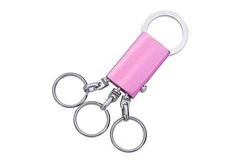 TROIKA Schlüsselanhänger EASY SHINY Schlüsselhalter pink raffinierter Karabiner Ausklinkmechanismus, inkl. 3 Schlüsselringe hochqualitativer keyring solides Metall Chrome Geschenkverpackung Original von TROIKA