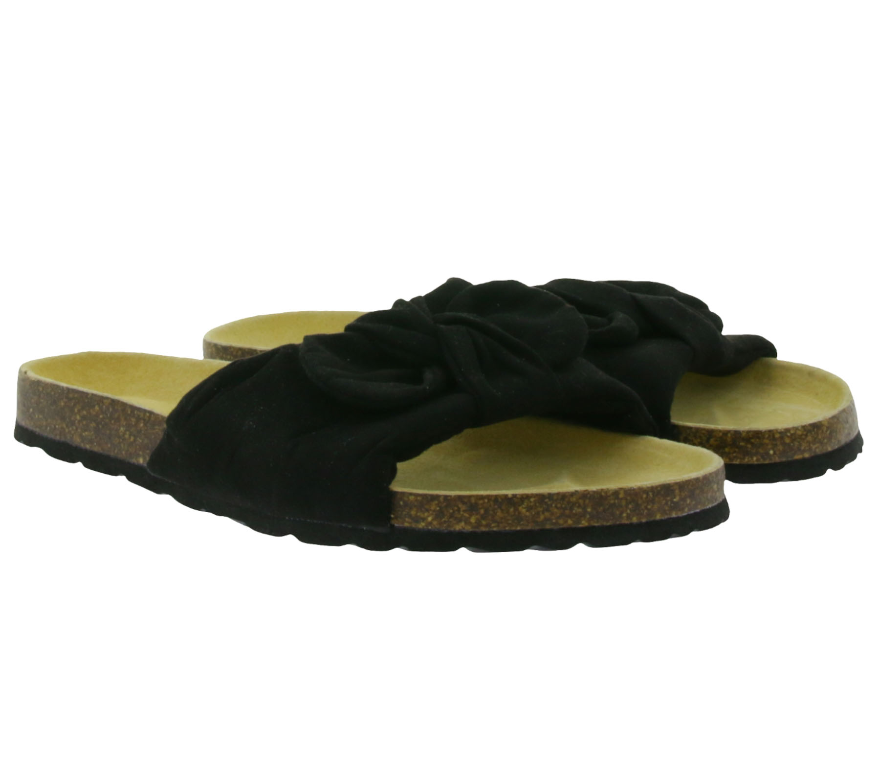 TRUE Style Damen Pantoletten Tieffußbett-Pantoffeln Sommer-Schuhe Sommer-Sandalen Schwarz von TRUE style