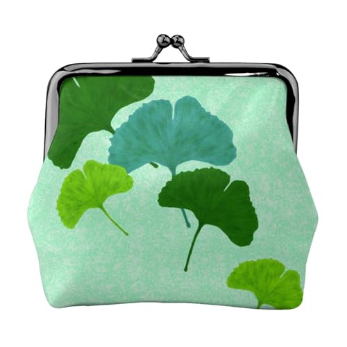 Aquarell Ginkgo Biloba Blatt, Leder-Geldbörsen, Geldbörsen, Leder-Wechseltasche mit Kussverschluss-Schnalle von TRUIGYN